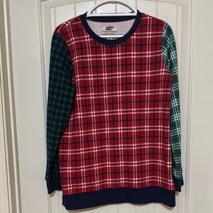 Lands' End Red and Green Crew Neck Sweater